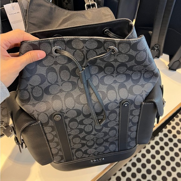 NWT！COACH Hudson Backpack In Signature Canvas COACH CB839 Gunmetal/Charcoal/Blac - Picture 9 of 11
